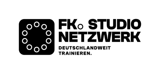 Symbol einer kreisf&ouml;rmigen Anordnung von Punkten auf schwarzem Hintergrund, die eine dynamische Bewegung andeutet.