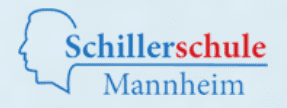Logo der Schillerschule Mannheim mit stilisiertem Kopfprofil in Blau und Schriftzug in Rot und Blau.